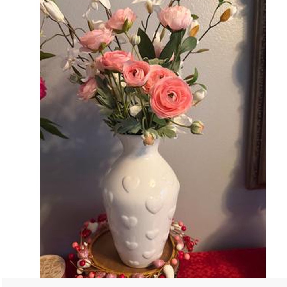 My Texas House Ceramic Valentine's Day Heart Vase, White, 12"